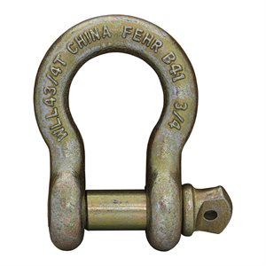 3 / 4 Load Rated Screw Pin Anchor Shackle, Yellow Zinc Alloy
